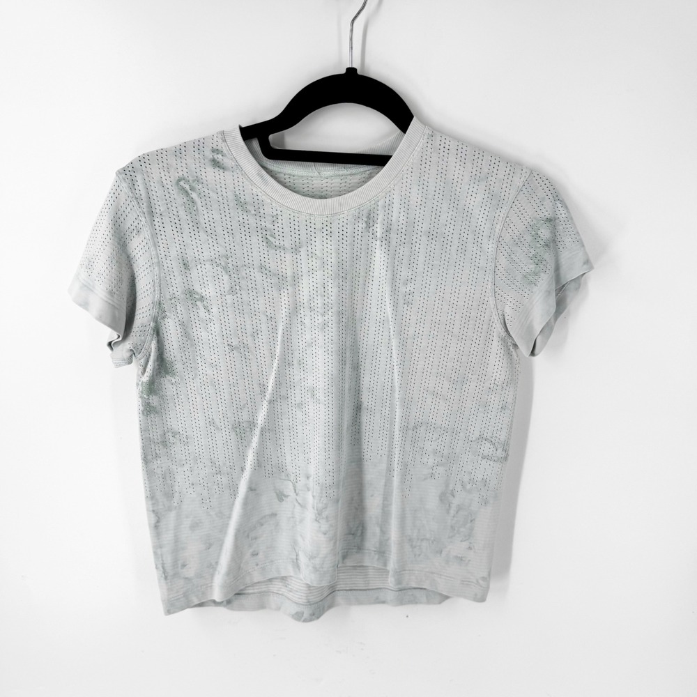 Lululemon Breeze Through Short Sleeve Mesh Grey Marble Tie Dye Training Shirt